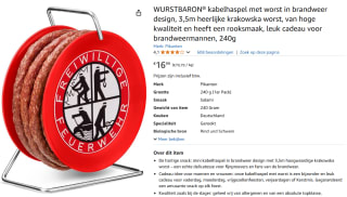 WURSTBARON® kabelhaspel met worst in brandweer design, 3,5m voor €16,99 bij Amazon