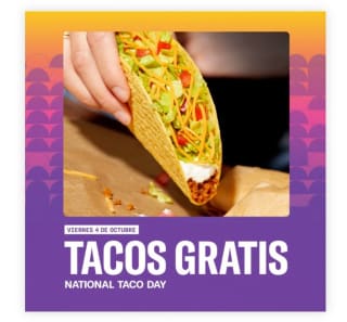 Taco Bell gratis si te descargas la app y registras a taco Bell