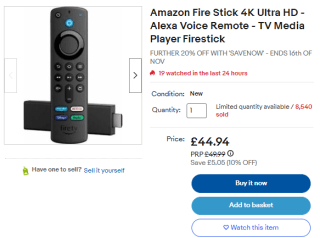 Get eBay's Amazon fire stick 4K Ultra HD as low as £35.95