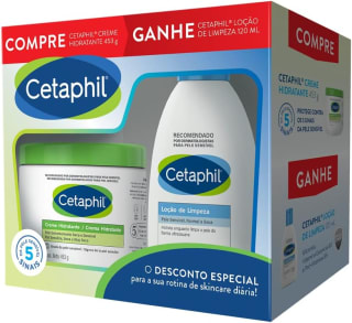 Kit da Cetaphil com Creme Hidratante de 453g e Loção de Limpeza de 120ml - R$ 69,90