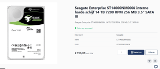 Seagate Exos X18 (SATA, Standard model), 14TB voor €237,16 bij Beat-it