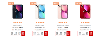 IPhone 13 de128GB por solo 577,83€ y Iphone 14 por 678,45€
