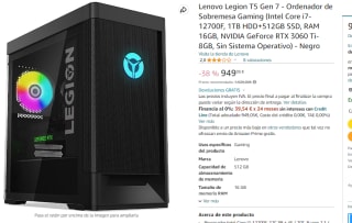 PC Gaming Lenovo Legion T5 Gen 7 por 949.05€