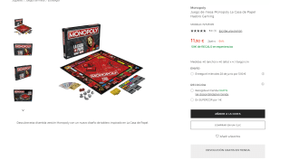 Juego de mesa Monopoly La Casa de Papel Hasbro Gaming+ regalo 50€ en experiencias por 11,50€