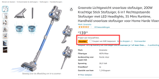 99.99€ for Greenote Lichtgewicht snoerloze stofzuiger