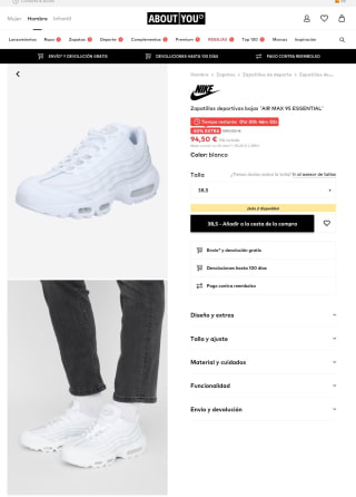 Zapatillas Air Max 95 blancas por solo 94,50€