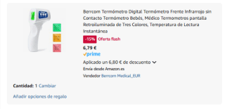 Berrcom Termómetro Digital Infrarrojo sin Contacto por 6,79€