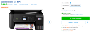 Epson EcoTank ET-2871 all-in-one A4 inkjetprinter met wifi (3 in 1) voor €199 bij Coolblue