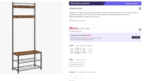 Perchero con estante para zapatos, Vasagle por 35,87€ (23,87€ usuario nuevo)