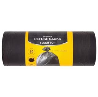 Polylina 20 Refuse Sacks Flush Top 75L - £1.20