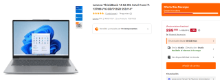 Portatil Lenovo ThinkBook 14 G6 IRL Intel Core i7-13700H/16 GB/512GB SSD/14" por 899€