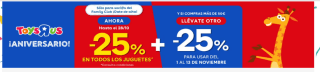 25% descuento en todos los juguetes + 25% en pedidos superiores a 50€