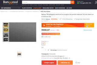 Tela de Projeção da Bakeey de 100 Polegadas - R$ 90,87