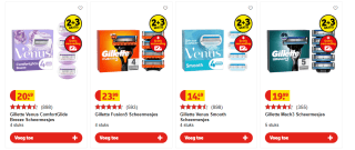 2+3 gratis op Gilette (Venus) navulmesjes bij kruidvat