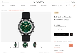 Relógio da Boss, modelo Masculino Couro Preto na cor verde - R$ 1.272