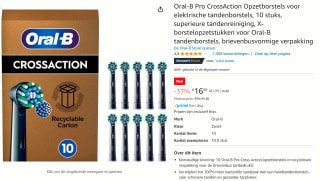 10 stuks Oral-B Pro CrossAction Opzetborstels voor €16,99 bij Amazon