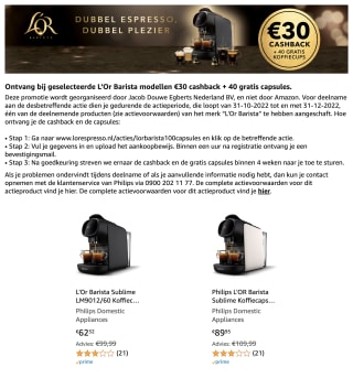L'Or Barista Sublime LM9012/60 Koffiecapsulemachine + 40 cups voor €32,32 dmv cashback