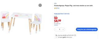Peppa Pig kindertafel en stoelen voor €54,99 bij Lidl