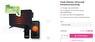 FlinQ Smart Indoor Infrared Heater 450W voor €64,99 bij Groupdeal