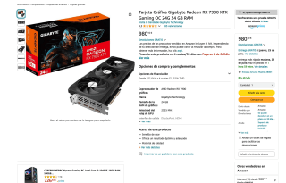 Gigabyte Radeon RX 7900 XTX Gaming OC 24G 24 GB RAM Tarjeta Gráfica por 980,10€