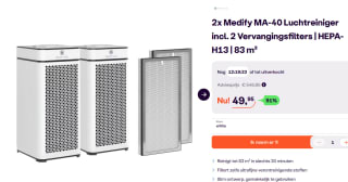 2 Medify Air MA-40 Luchtreinigers – 288 m³/u incl. 2 Vervangingsfilters voor €49,95 bij iBOOD