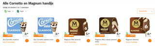 1+1 gratis op Alle Cornetto en Magnum handijs bij de AH