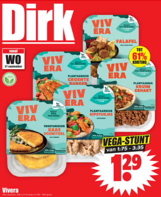 Vivera vegetarische producten voor €1,29 per stuk bij Dirk