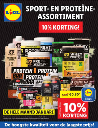 10% Korting op het hele Sport- en Proteïne assortiment bij de Lidl