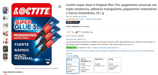 3 Loctite Super Glue-3 Original Mini Trio por 4,36€