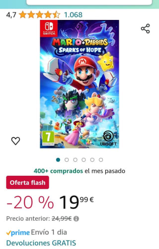Mario+Rabbids Sparks of Hope Nintendo Switch por 19,99€.