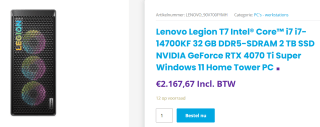 Lenovo Legion T7 PC voor €2167,67 bij Techfabrique