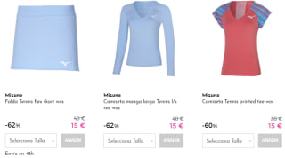 MIZUNO - Prendas deportivas por 12€ y 15€