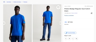 Polera Badge Regular Azul Calvin Klein por $17.990