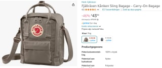 Fjällräven Kånken crossbodytas voor €43,36 bij Amazon