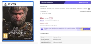 Videojuego Black Myth: Wukong PS5 por 58,87€ (cuenta nueva por 46,87€)