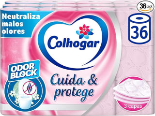 36 rollos Colhogar 3 capas, Cuida&Protege Papel Higiénico Odor Block por 12,86€