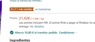 18 paquetes de Haribo dinosaurios pika de 100gr c/u por 9.55€