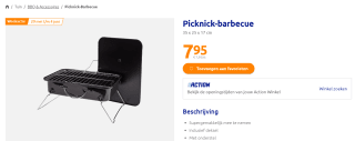Picknick-barbecue met onderstel voor €7,99 bij de Action