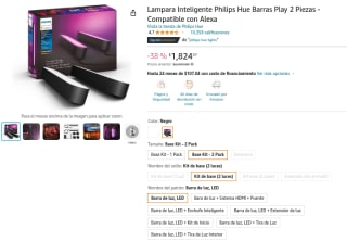 Pack Lámparas Philips Hue Barras Play por $1,825 en Amazon