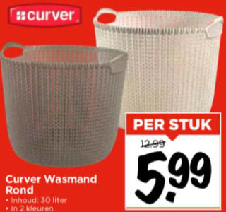 Curver wasmand rond 30l voor €5,99 bij Vomar