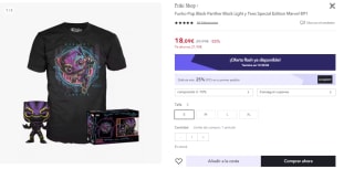 Funko Pop Black Panther Black Light y Tees Special Edition Marvelpor 13.09€