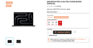 Portátil MacBook Pro 14 M4 Pro 512GB por 1.810,89€