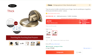 Tope de puerta Invisible anticolisión por 4,42€