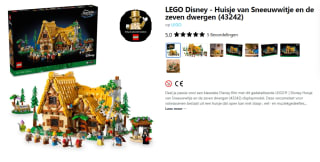 Lego Huisje van Sneeuwwitje en de zeven dwergen voor €187 bij Coolshop