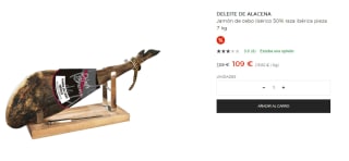 Deleite de Alacena - Jamón de cebo ibérico 50% raza ibérica pieza 7.5 Kg por 89€