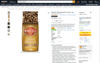 Marcilla Café Natural En Grano 1 kg por 13,58€