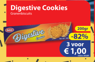 Mcvties Digestive original 3 rollen x 200 gram voor €1 bij Diegrenze
