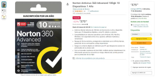 Norton Antivirus 360 Advanced 100gb 10 Dispositivos 1 año por $376 | Descuento Amazon