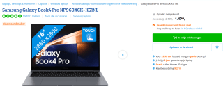 SAMSUNG Galaxy Book4 Pro NP960XGK-KG1NL 16" laptop voor €1.499 bij Coolblue
