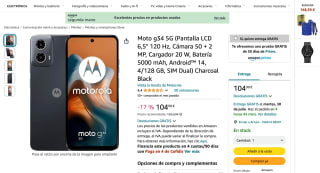 Moto G34 4/128GB por 104,90€